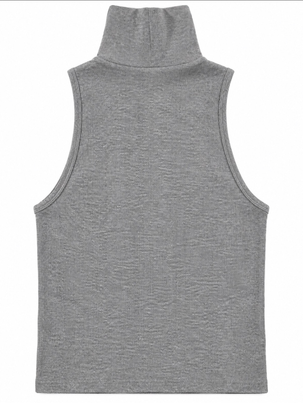 Zara Ribbed Gray Sleeveless Turtleneck Tank
